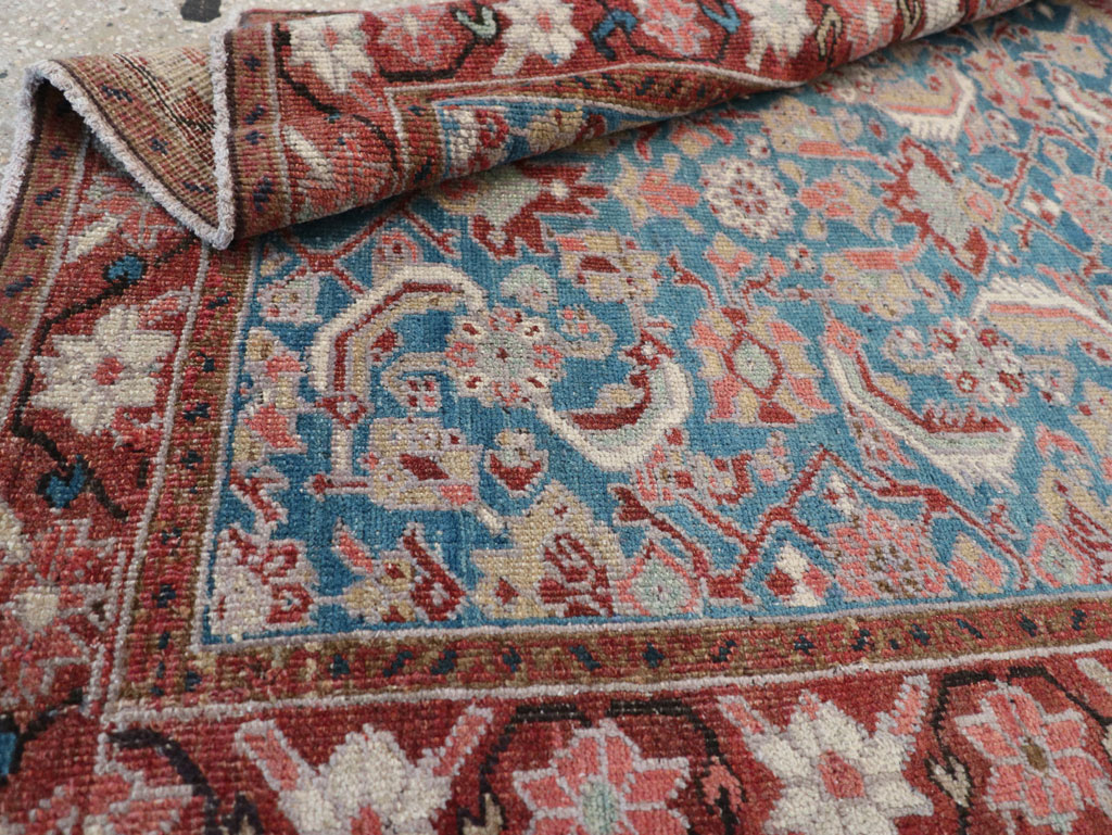Antique Persian Heriz Throw Rug, No.26667 - Gss