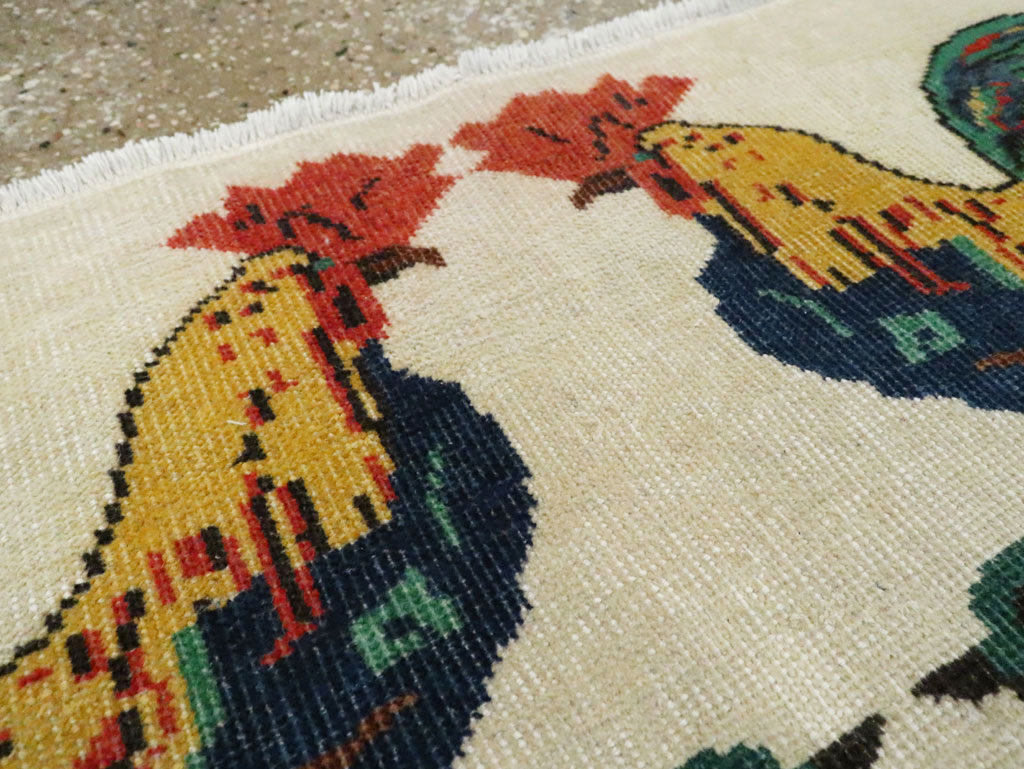 Vintage Turkish Anatolian Pictorial Throw Rug, No.26670 - Gss