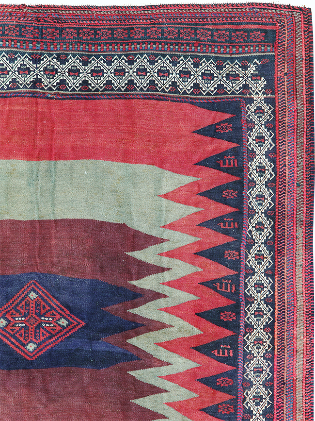 Vintage Persian Shiraz Flatweave Kilim Square Accent Rug, No.26679 - Gss