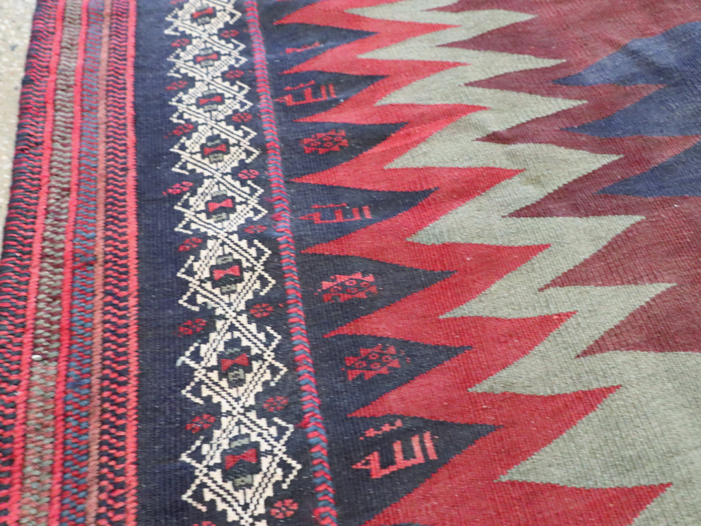 Vintage Persian Shiraz Flatweave Kilim Square Accent Rug, No.26679 - Gss