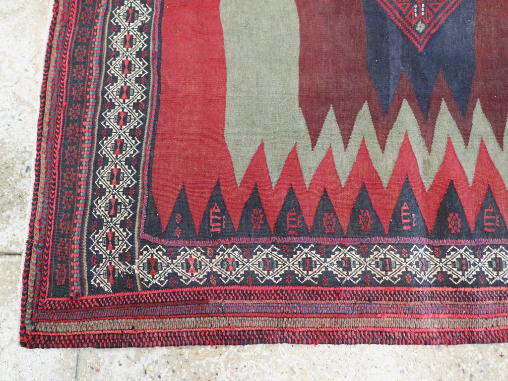 Vintage Persian Shiraz Flatweave Kilim Square Accent Rug, No.26679 - Gss
