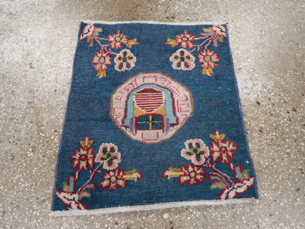 Vintage Persian Mashad Pictorial Throw Rug (Pair: 1 of 2), No.26680 - Gss