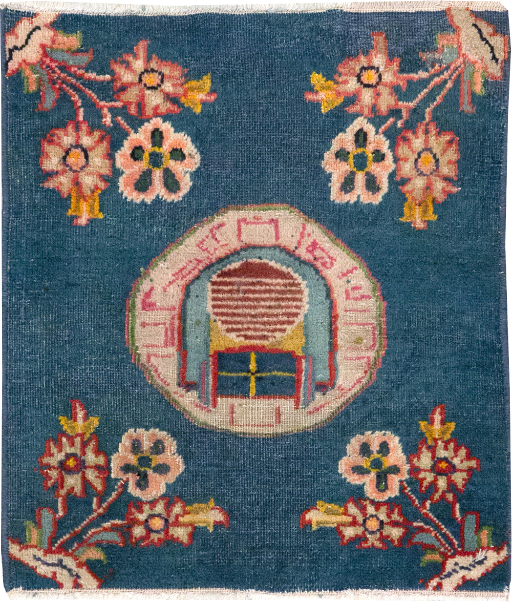 Vintage Persian Mashad Pictorial Throw Rug (Pair: 2 of 2), No.26681 - Gss