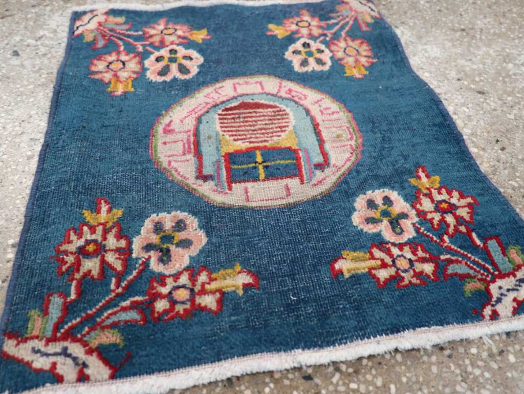 Vintage Persian Mashad Pictorial Throw Rug (Pair: 2 of 2), No.26681 - Gss