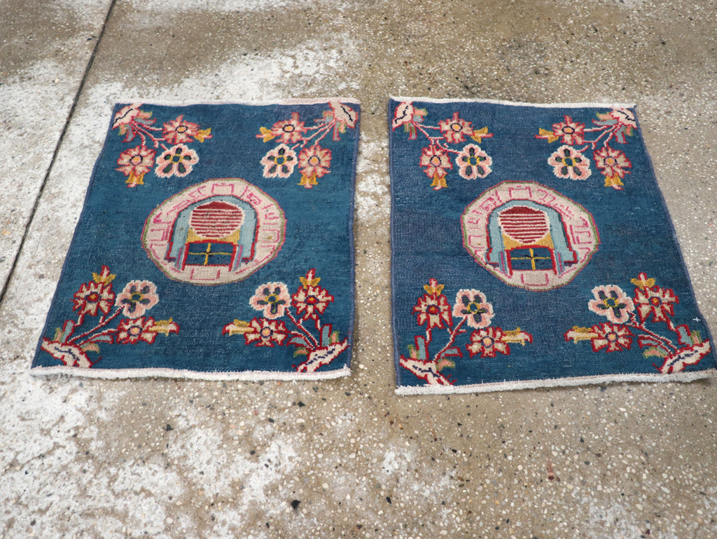 Vintage Persian Mashad Pictorial Throw Rug (Pair: 2 of 2), No.26681 - Gss