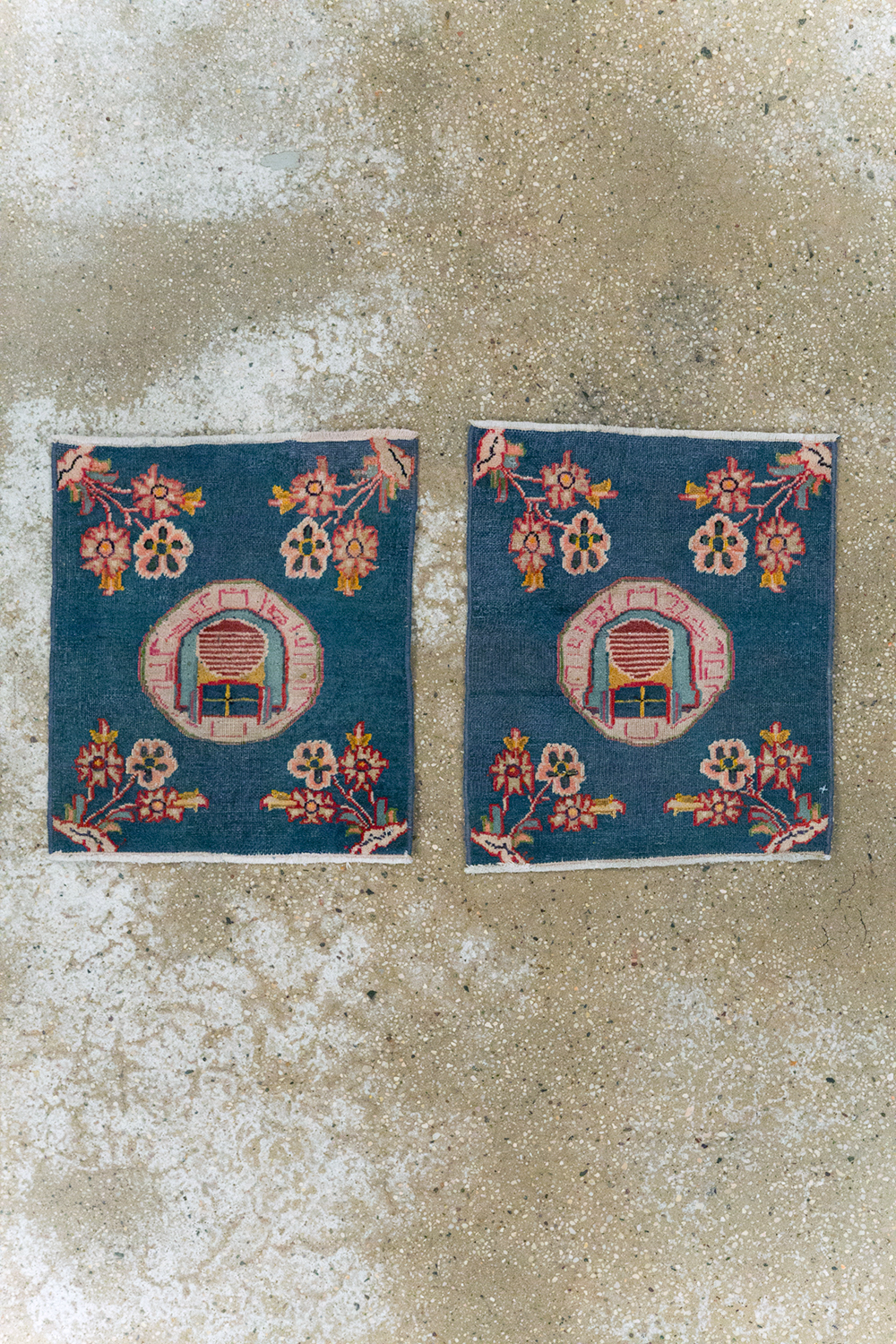 Vintage Persian Mashad Pictorial Throw Rug (Pair: 2 of 2), No.26681 - Gss