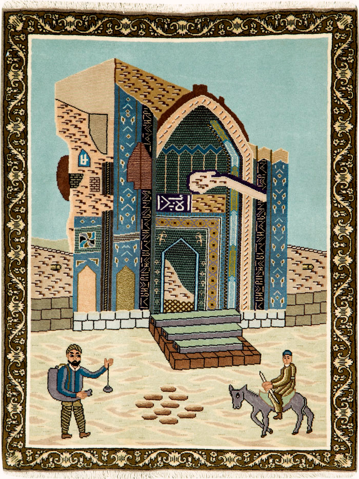 Vintage Persian Tabriz Pictorial Rug, No.26682 - Gss