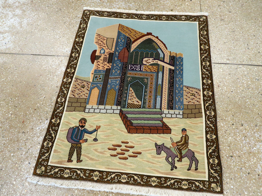 Vintage Persian Tabriz Pictorial Rug, No.26682 - Gss