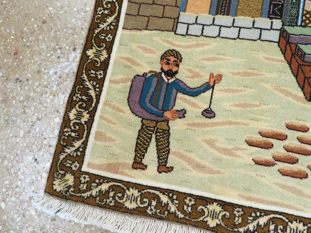 Vintage Persian Tabriz Pictorial Rug, No.26682 - Gss