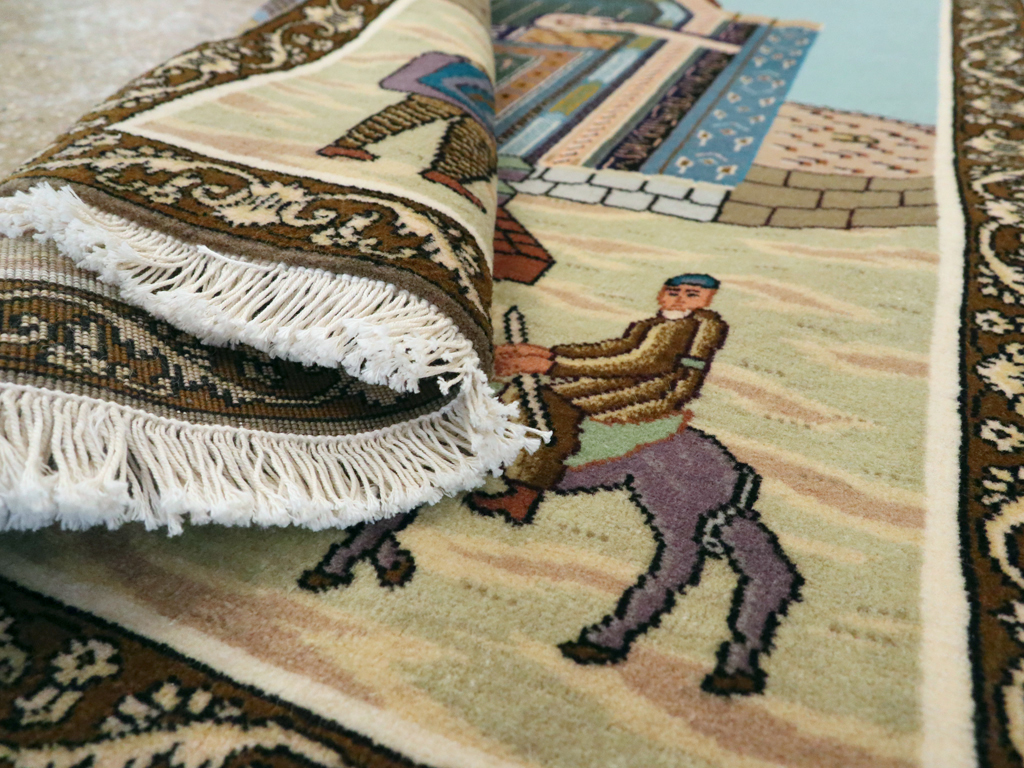 Vintage Persian Tabriz Pictorial Rug, No.26682 - Gss