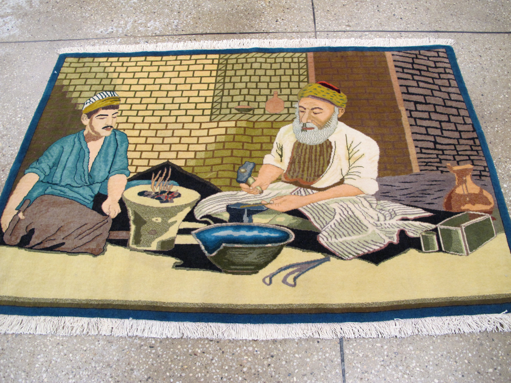 Vintage Persian Tabiz Pictorial Rug, No.26693 - Gss