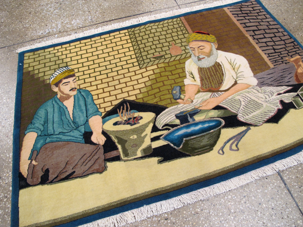 Vintage Persian Tabiz Pictorial Rug, No.26693 - Gss