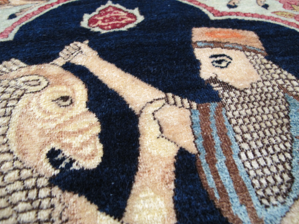 Antique Persian Lavar Kerman Pictorial Rug, No.26695 - Gss