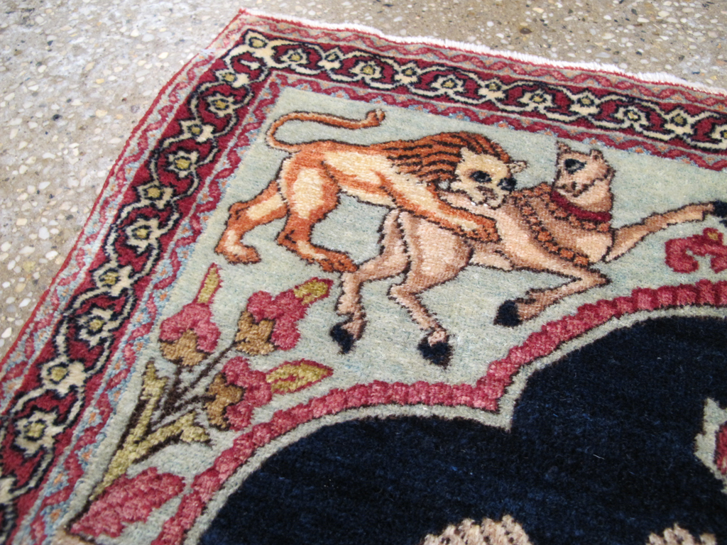 Antique Persian Lavar Kerman Pictorial Rug, No.26695 - Gss