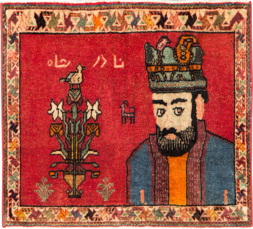 Vintage Persian Shiraz Pictorial Rug, No.26699 - Gss