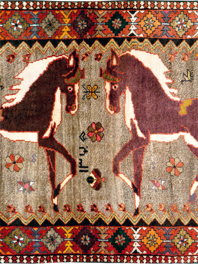Vintage Qashqai Pictorial Rug, No.26700 - Gss
