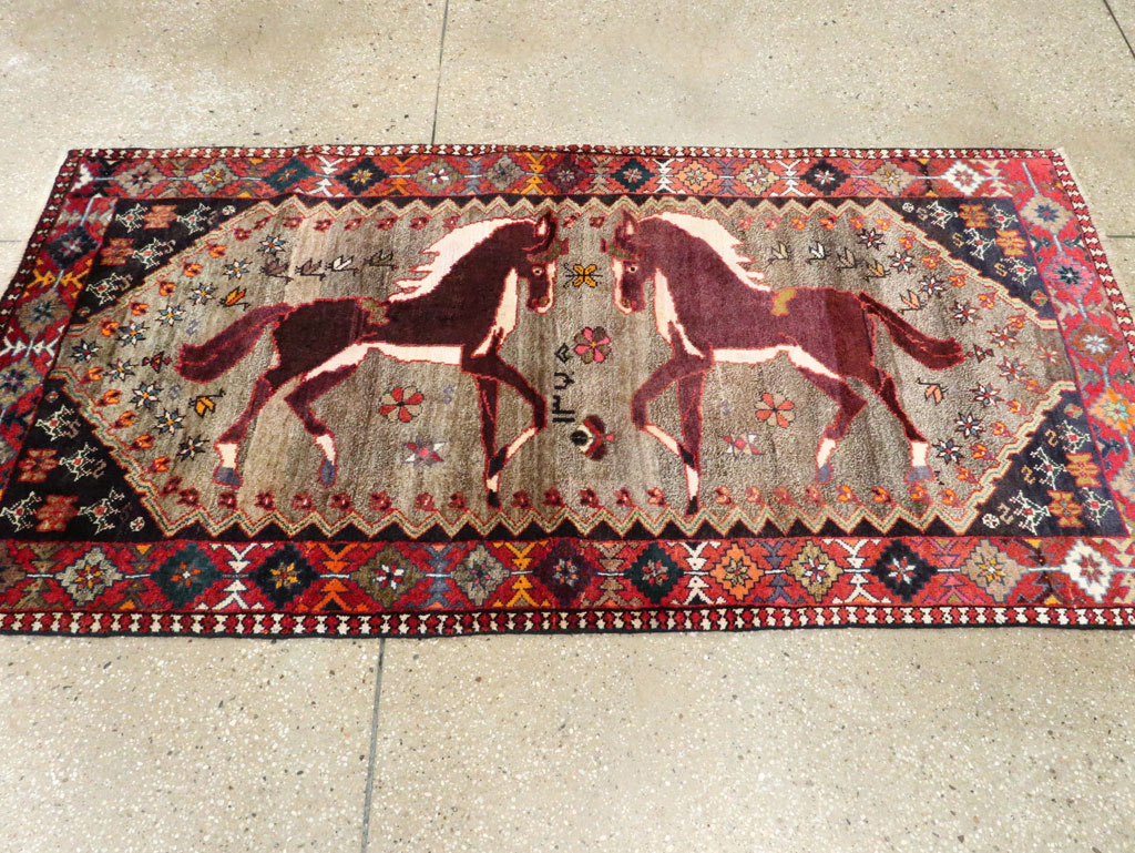 Vintage Qashqai Pictorial Rug, No.26700 - Gss