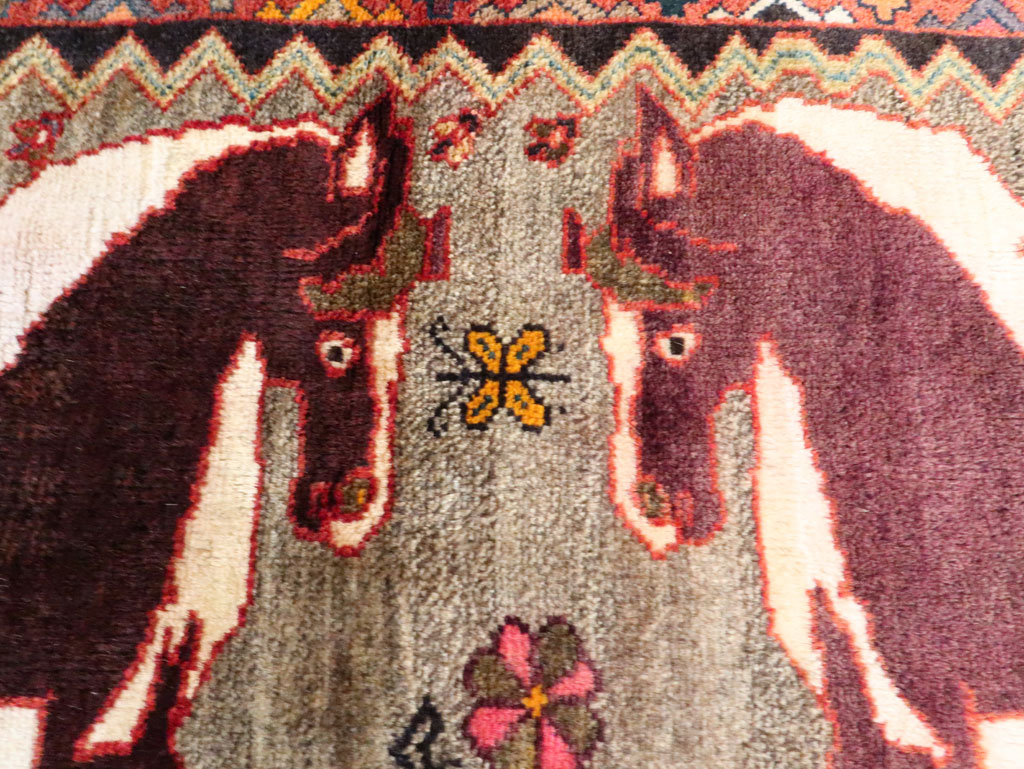 Vintage Qashqai Pictorial Rug, No.26700 - Gss