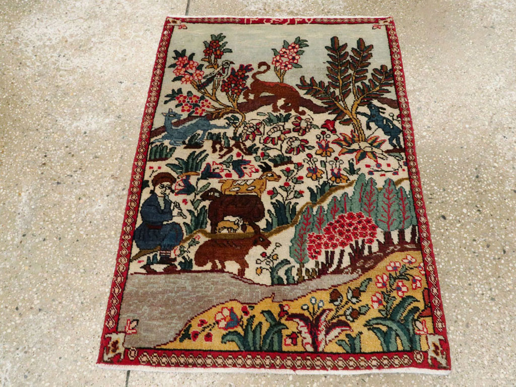 Vintage Persian Tabriz Pictorial Rug, No.26702 - Gss