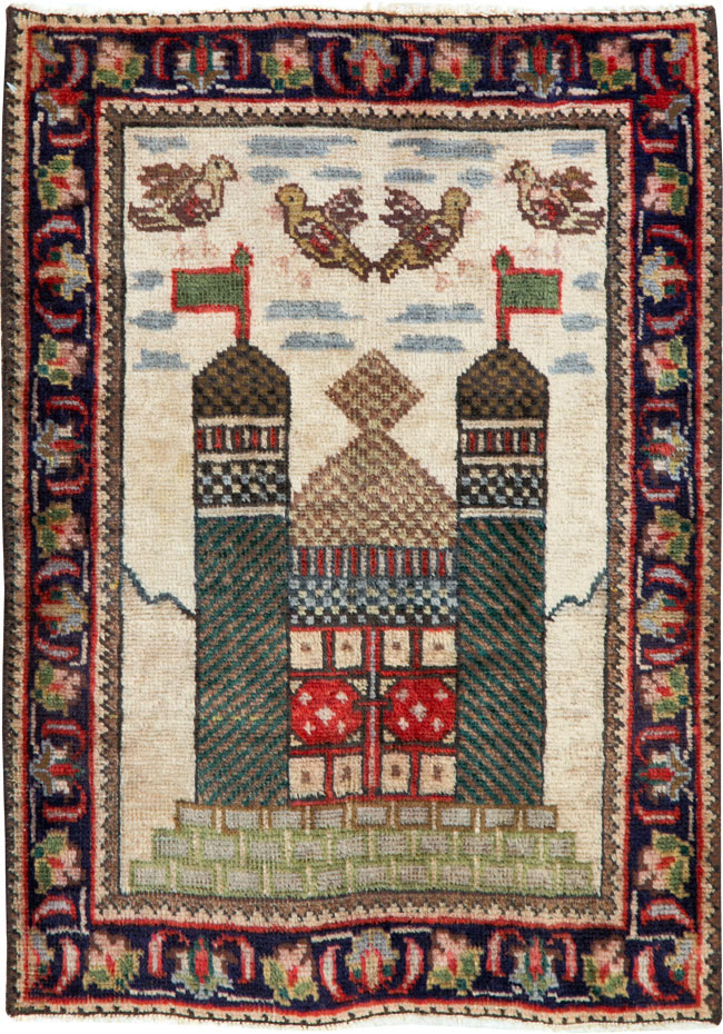 Vintage Persian Tabriz Pictorial Rug, No.26704 - Gss