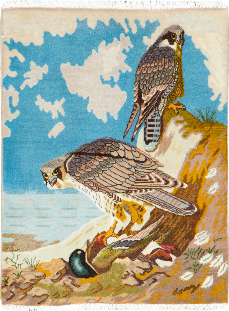 Vintage Persian Tabriz Pictorial Rug, No.26705 - Gss