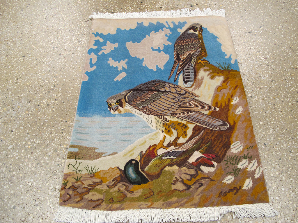 Vintage Persian Tabriz Pictorial Rug, No.26705 - Gss