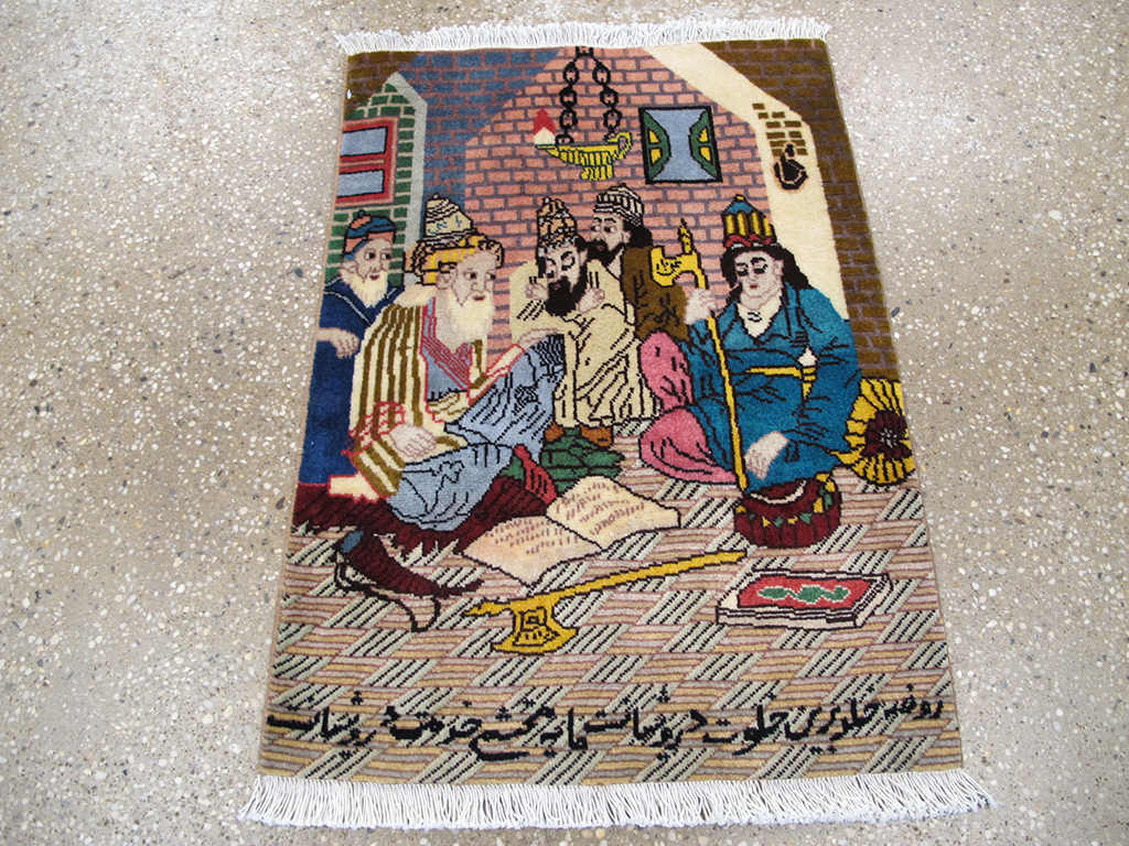 Vintage Persian Tabriz Pictorial Rug, No.26706 - Gss