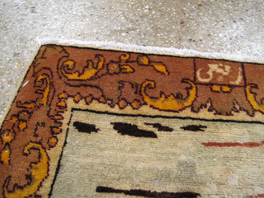 Vintage Persian Tabriz Pictorial Throw Rug, No.26711 - Gss