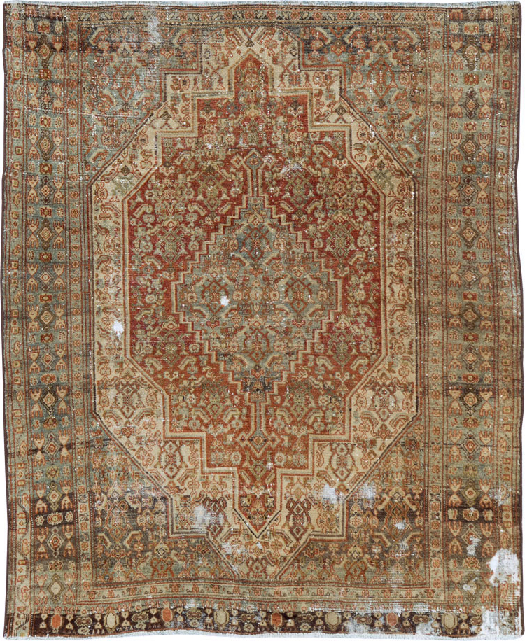 Antique Persian Senneh Distressed Rug, No.26712 - Gss