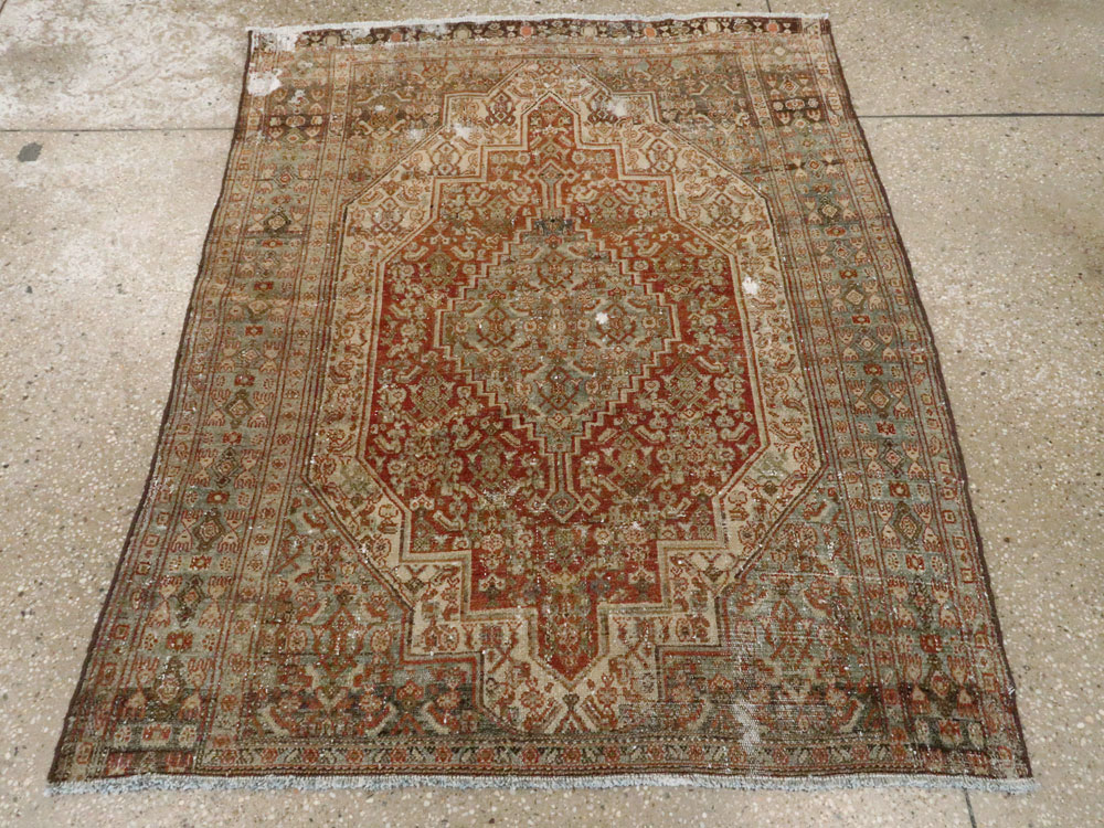 Antique Persian Senneh Distressed Rug, No.26712 - Gss