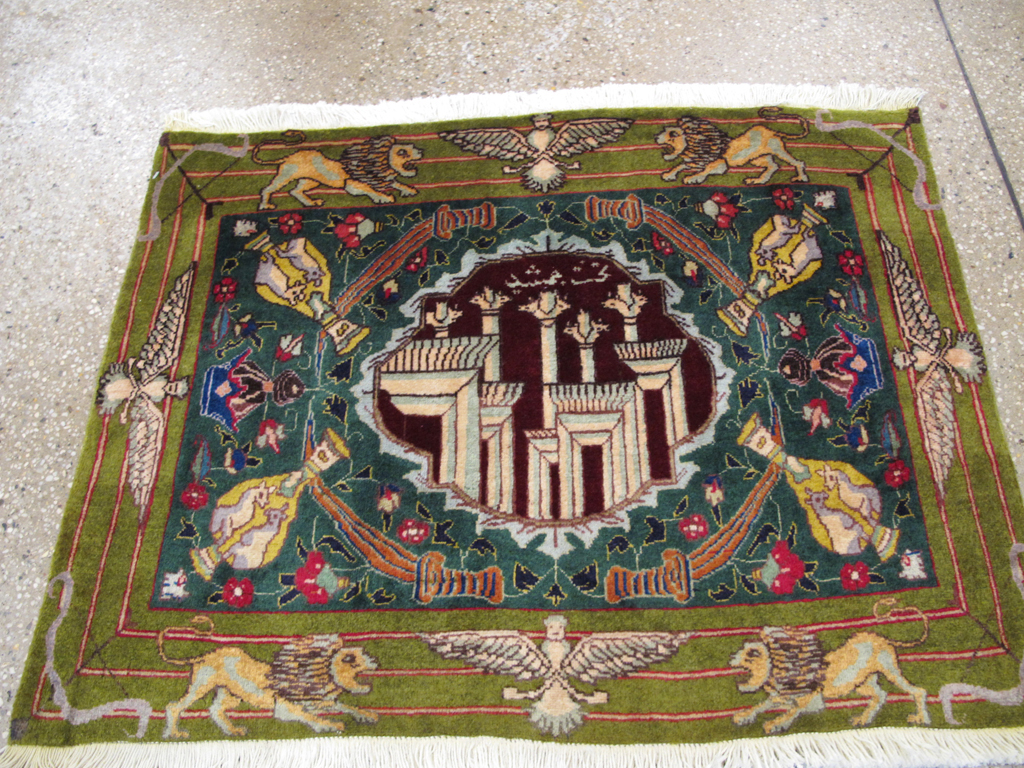 Vintage Persian Tabriz Pictorial Rug, No.26715 - Gss