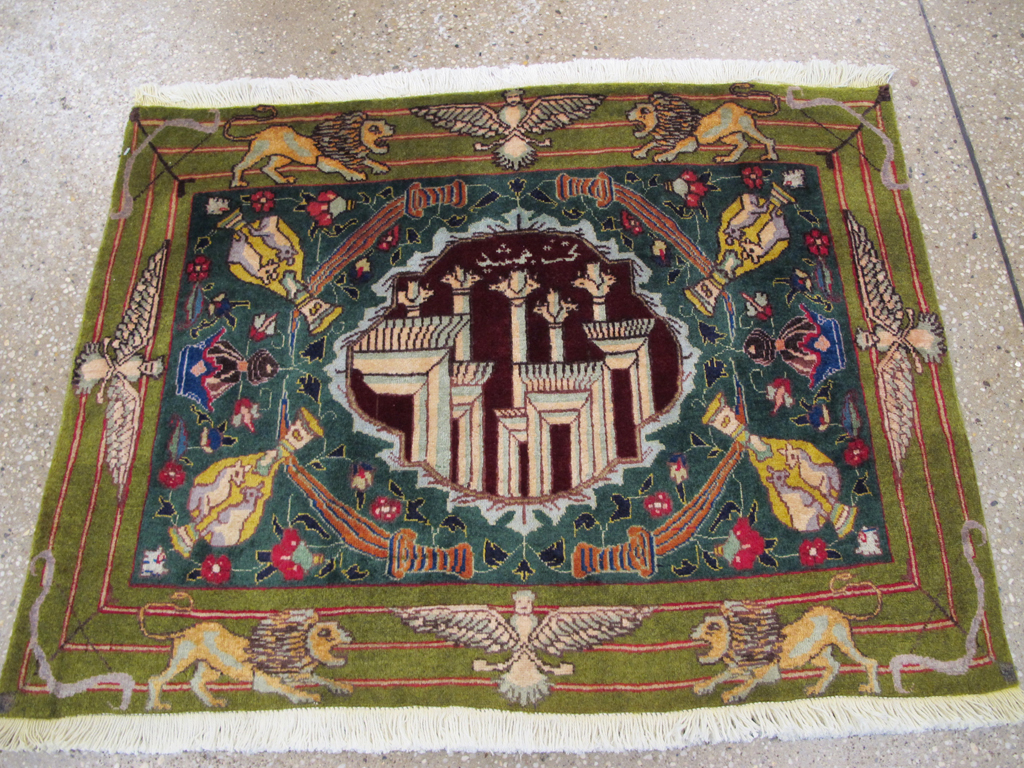 Vintage Persian Tabriz Pictorial Rug, No.26715 - Gss