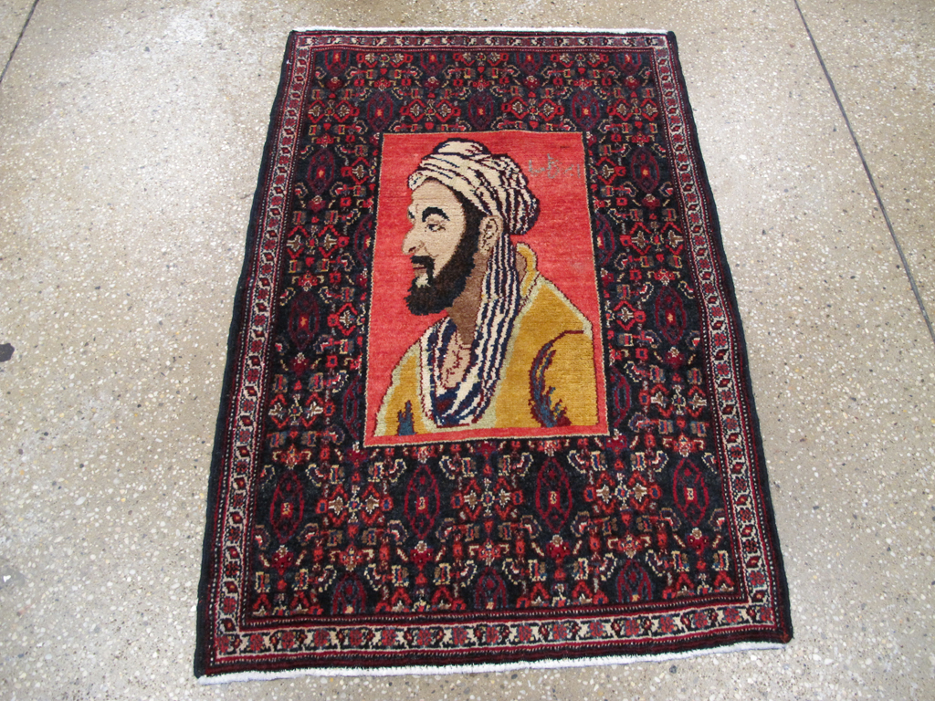 Vintage Persian Senneh Malayer Pictorial Rug, No.26728 - Gss