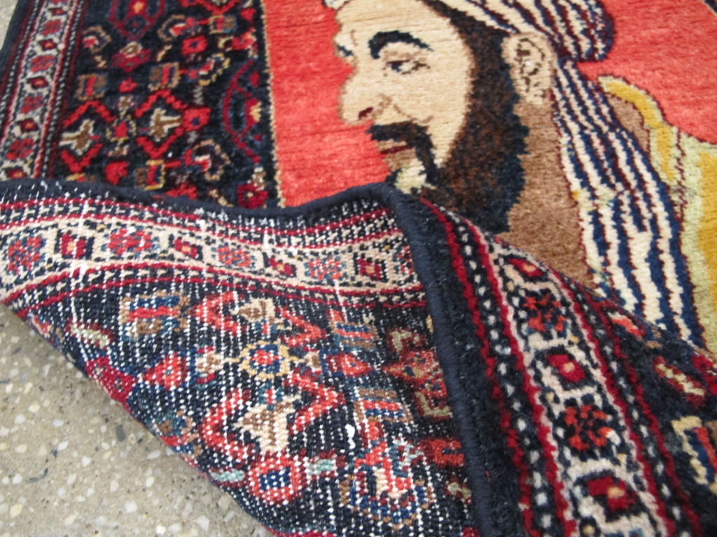 Vintage Persian Senneh Malayer Pictorial Rug, No.26728 - Gss