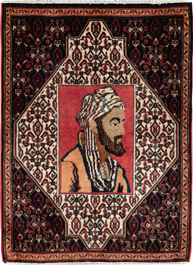 Vintage Persian Senneh Malayer Pictorial Rug, No.26731 - Gss