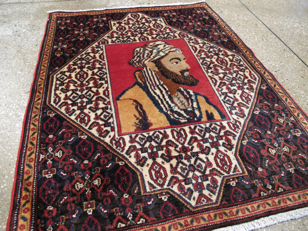 Vintage Persian Senneh Malayer Pictorial Rug, No.26731 - Gss