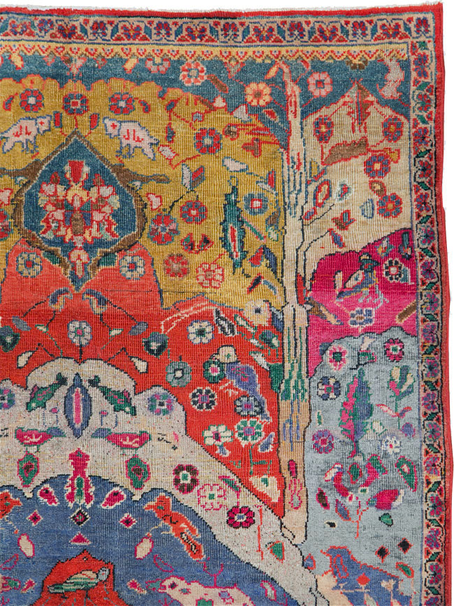 Vintage Persian Pictorial Tabriz Rug, No.26733 - Gss