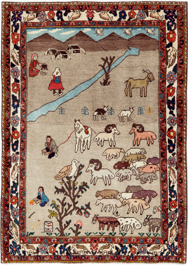 Vintage Persian Tabriz Pictorial Rug, No.26740 - Gss