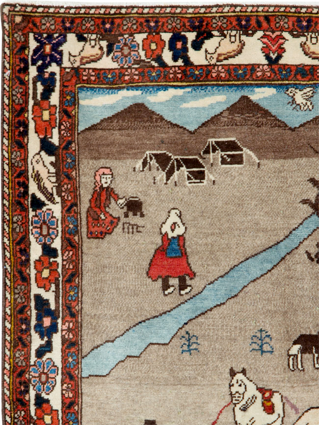 Vintage Persian Tabriz Pictorial Rug, No.26740 - Gss