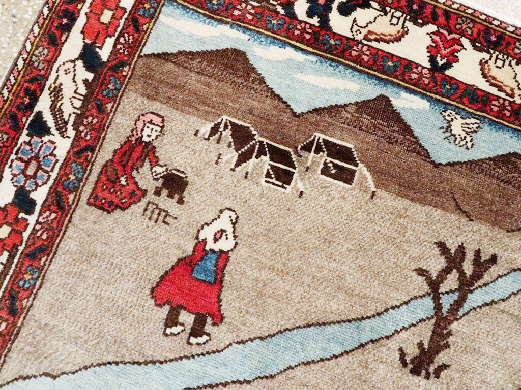 Vintage Persian Tabriz Pictorial Rug, No.26740 - Gss