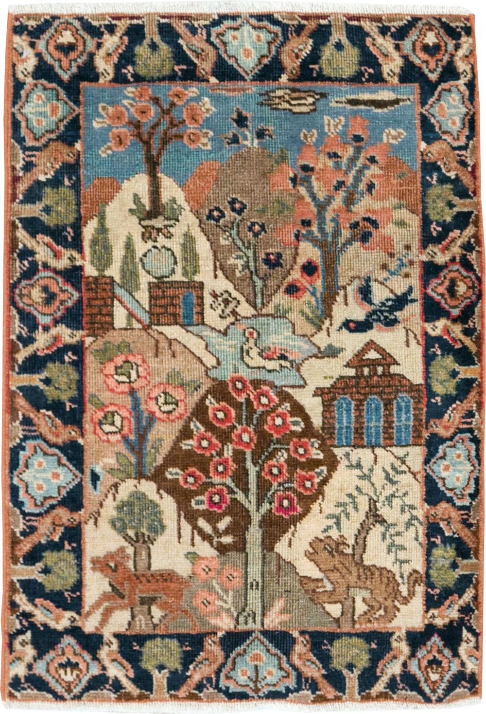 Vintage Persian Tabriz Pictorial Rug (Pair: 1 of 2), No.26742 - Gss
