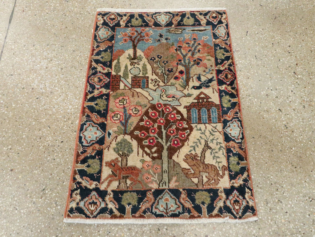 Vintage Persian Tabriz Pictorial Rug, No.26742 - Gss