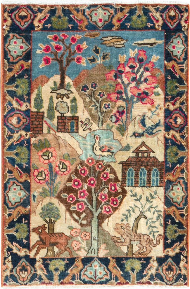 Vintage Persian Tabriz Pictorial Rug (Pair: 2 of 2), No.26743 - Gss