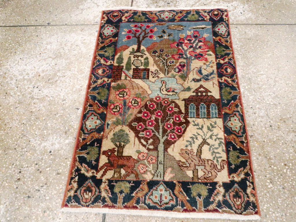 Vintage Persian Tabriz Pictorial Rug (Pair: 2 of 2), No.26743 - Gss