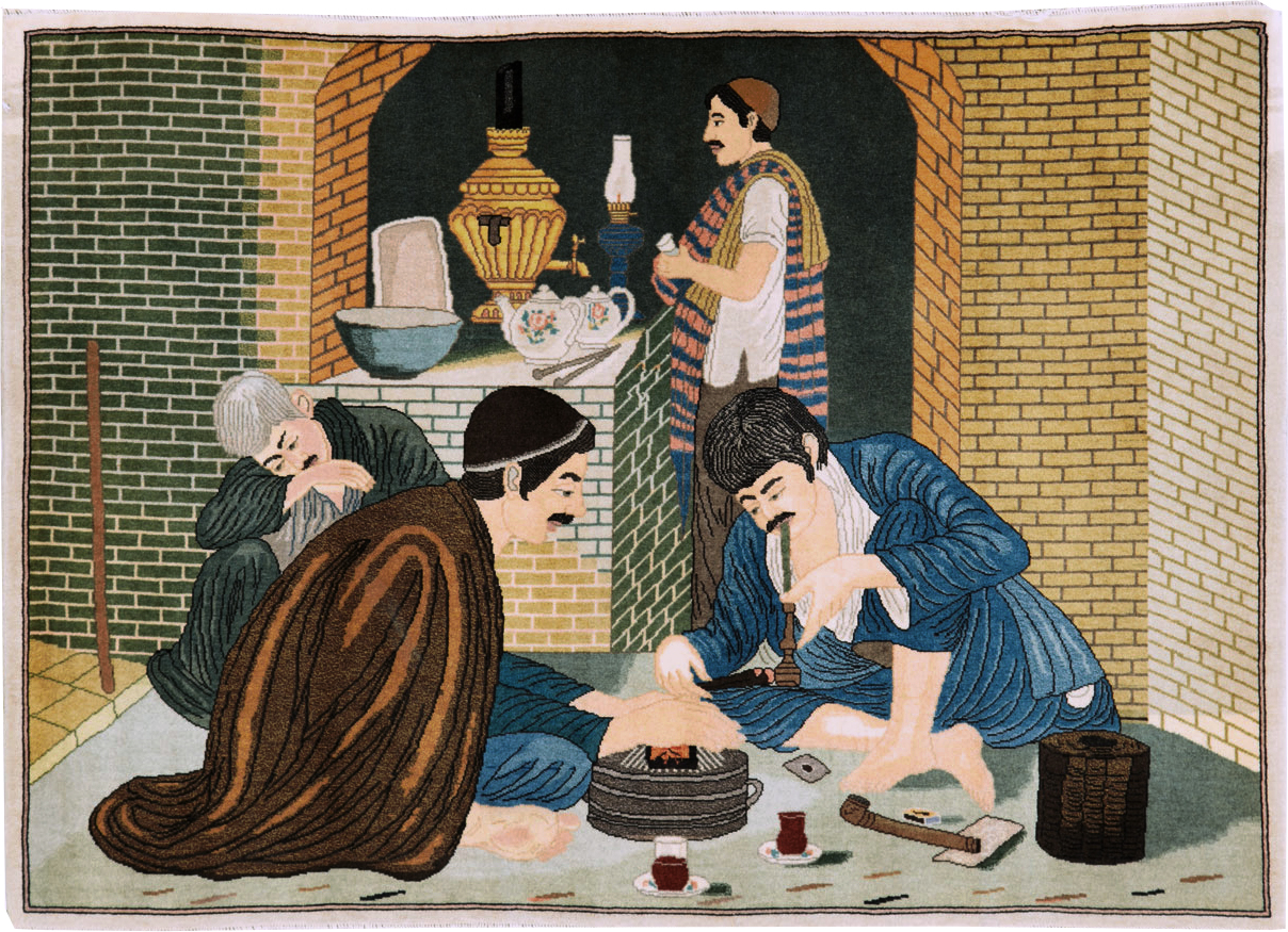 Vintage Persian Tabriz Pictorial Rug, No.26760 - Gss