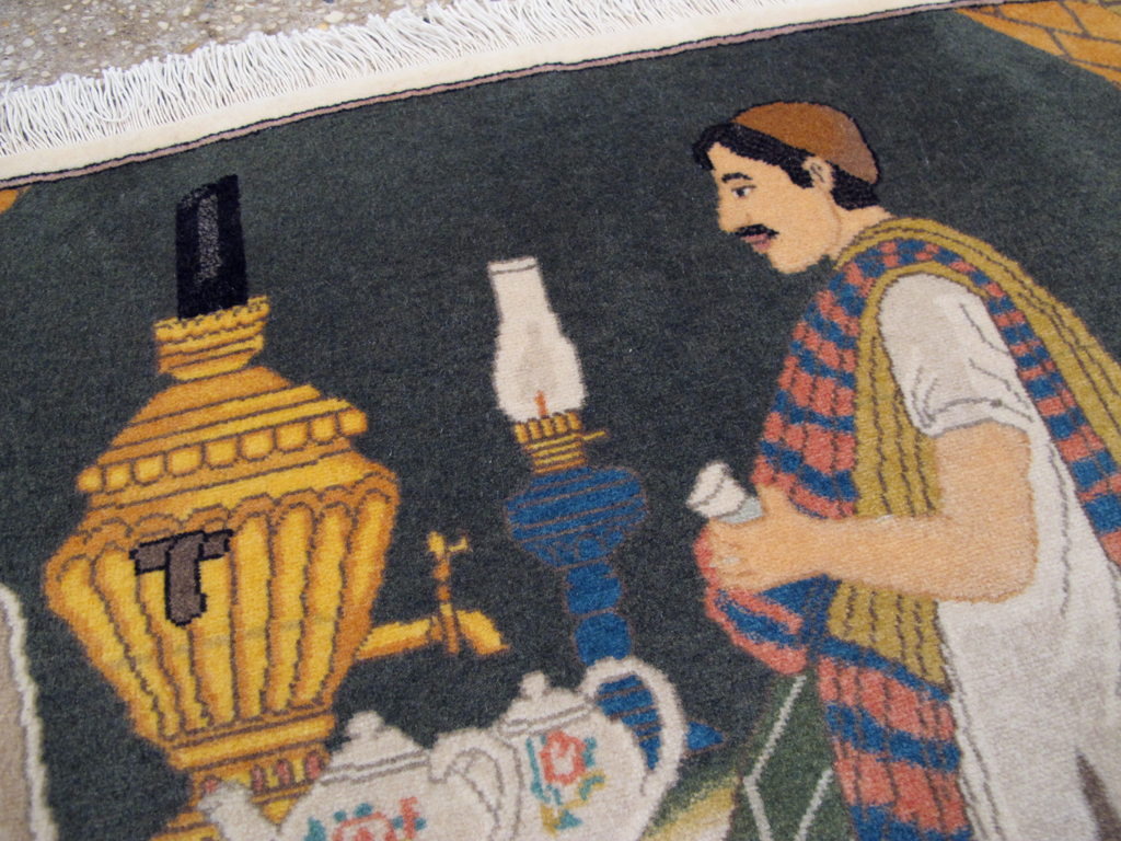 Vintage Persian Tabriz Pictorial Rug, No.26760 - Gss