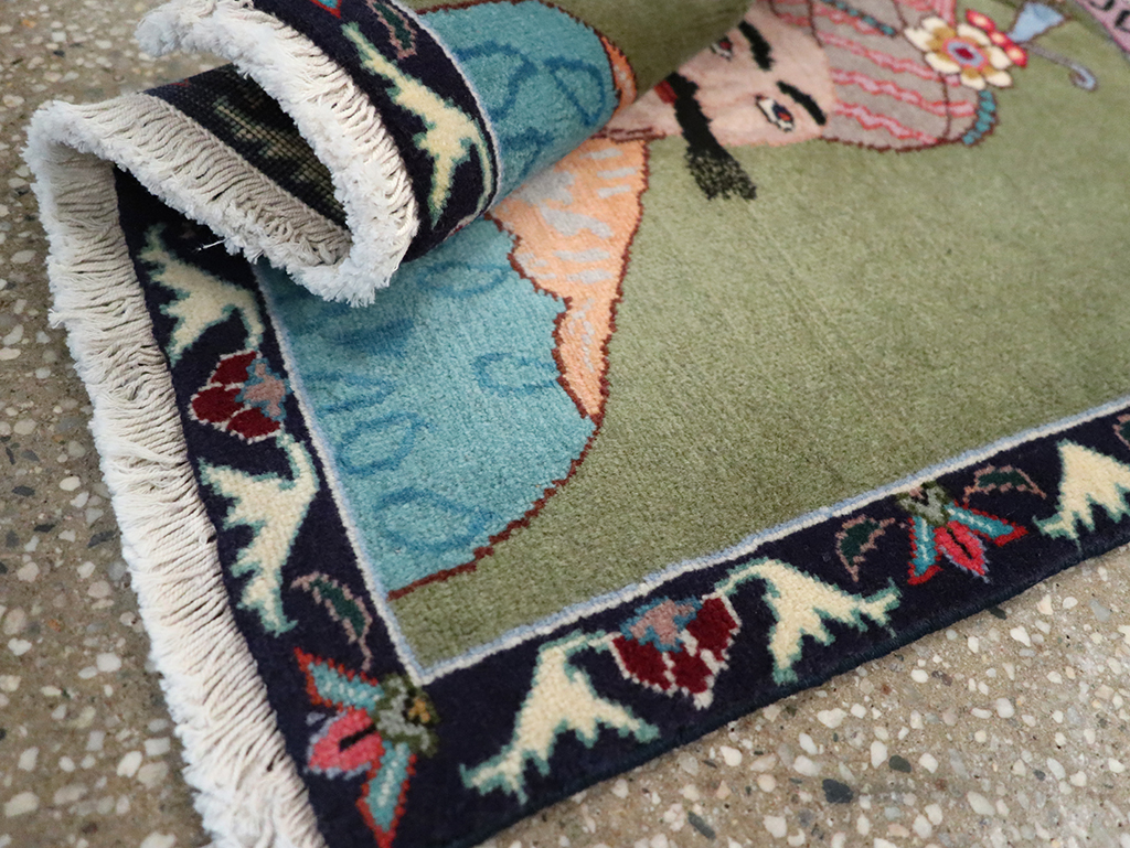 Vintage Persian Tabriz Pictorial Rug, No.26761 - Gss