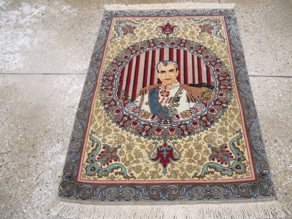 Vintage Persian Tabriz Pictorial Rug, No.26771 - Gss