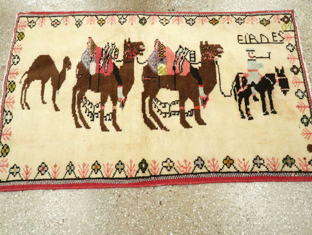 Vintage Persian Baluch Pictorial Rug, No.26776 - Gss