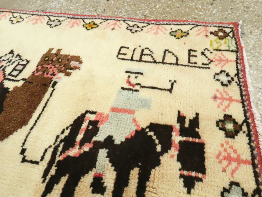 Vintage Persian Baluch Pictorial Rug, No.26776 - Gss